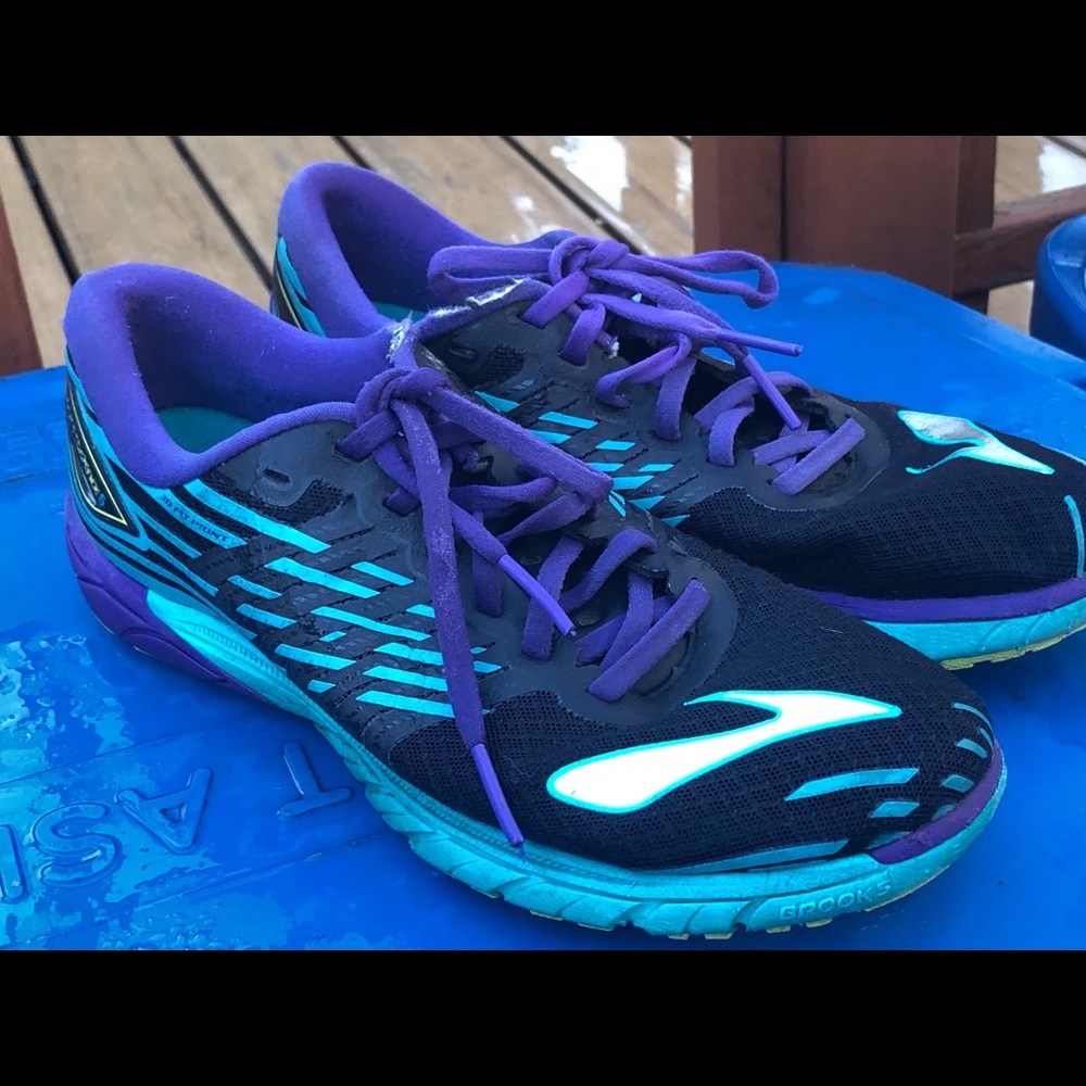 Brooks Pure Cadence 5 Black Purple Aqua Sneakers - Picture 4 of 11